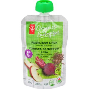 PC Organics PCO Apple Beet & Flax Strained Baby Food 128mL