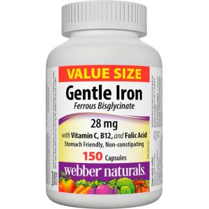 Webber Gentle Iron with Vitamin C, B12, and Folic Acid 150 Capsules