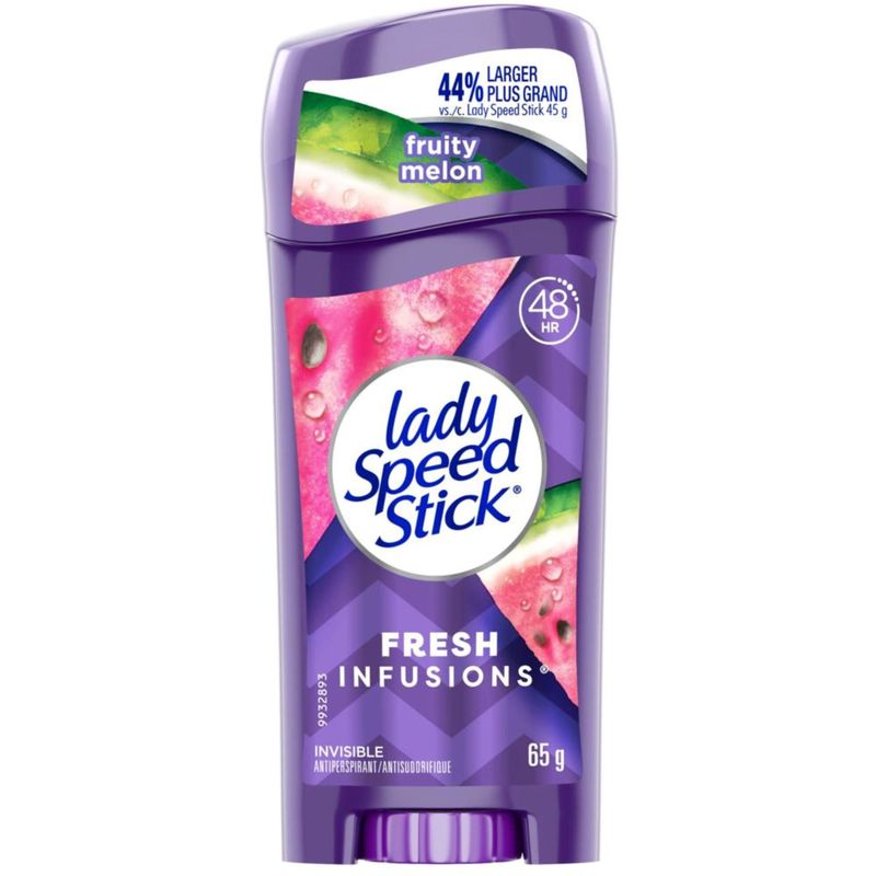 Lady Speed Stick Fresh Infusions Antiperspirant Deodorant Invisible Solid, Fruity Melon 65 G