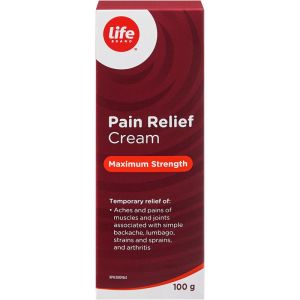 Life Brand Pain Relief Cream, Maximum Strength 100 G