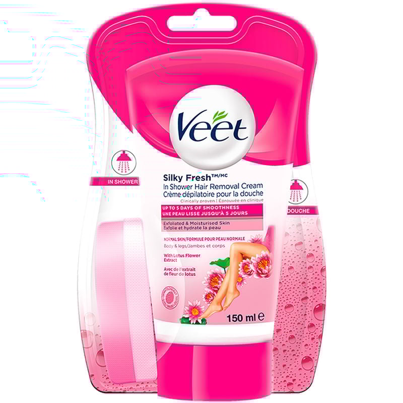 Veet Silky Fresh In-Shower Hair Removal Cream for Body & Legs Normal Skin, 150 mL