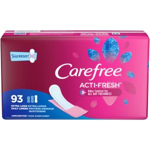 Carefree Acti-Fresh Body Shape Panty Liners Extra Long 93 Count