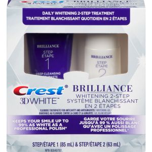 Crest 3D White Brilliance + Whitening Two-Step Toothpaste, 85 mL and 63 mL Tubes 148 mL
