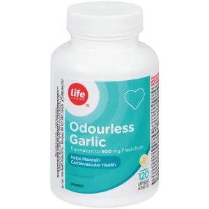 Life Brand Odourless Garlic 120 Capsules for Cardiovascular Health