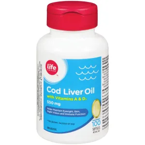 Life Brand Cod Liver Oil with Vitamin A & D3 550mg 100 Capsules