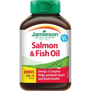 Jamieson Laboratories Salmon & Fish Oils Omega-3 Complex Softgels, 1,000 mg 200 Count