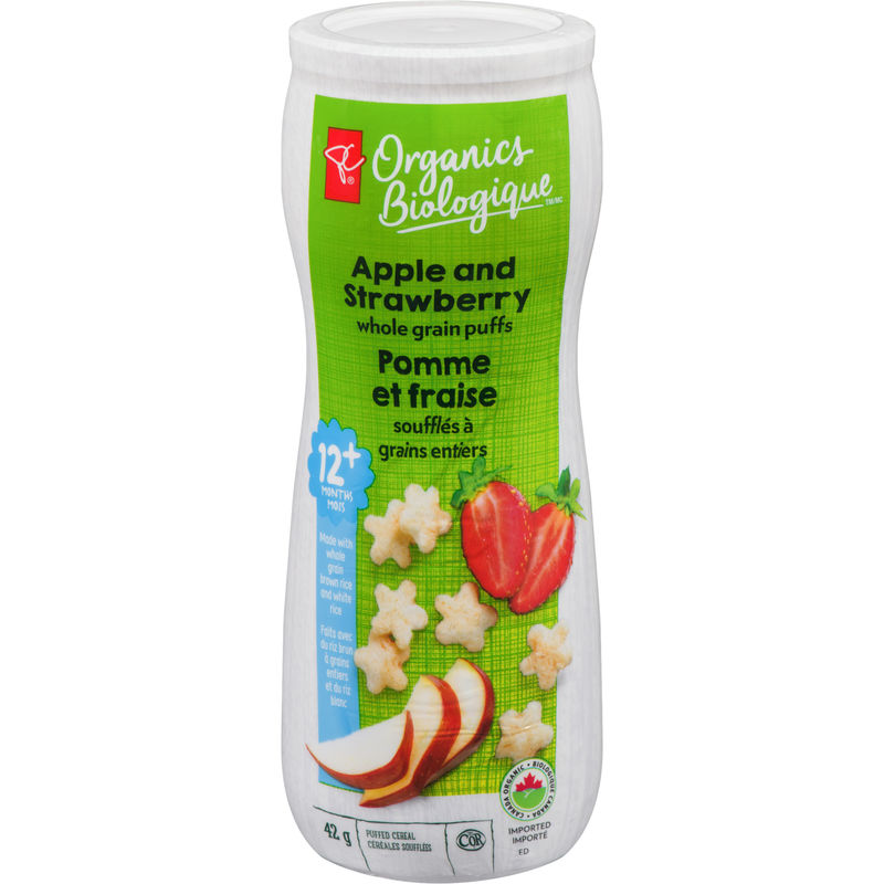 PC Organics Whole Grain Puffs Apple & Strawberry