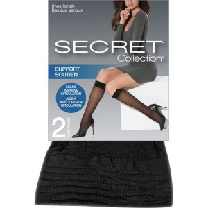SECRET COLLECTION Support Knee Highs - Medium Compression, Knee Length, Noir