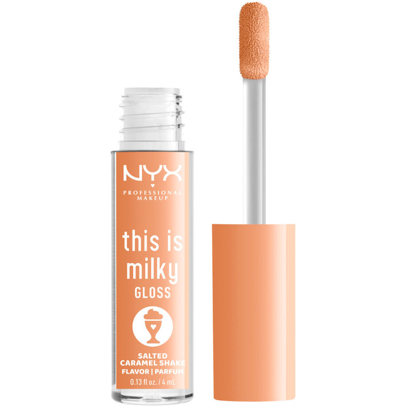 NYX Professional Makeup This Is Milky Gloss, Hydrating Lip Gloss, 12hr Hydration, Salted Caramel Shake