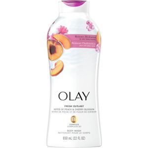 Olay Fresh Outlast Paraben-Free Body Wash with Energizing Peach and Cherry Blossom Fragrance, 650 mL