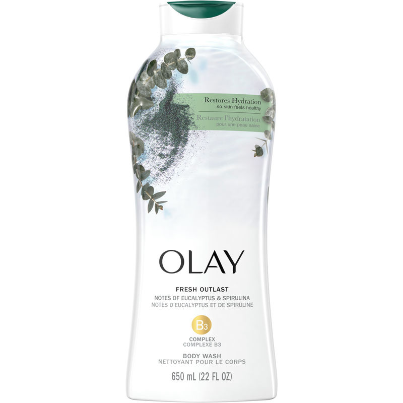 Olay Fresh Outlast Paraben-Free Body Wash with Eucalyptus and Spirulina 650 ML