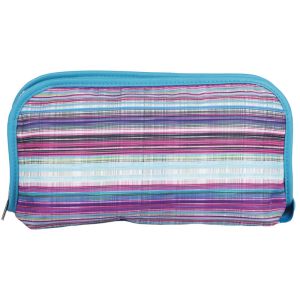 Quo Beauty Abstract Stripes Zip Clutch Blue Unit