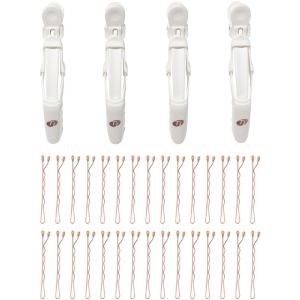 T3 Clip Kit with 4 Alligator Clips and 30 Rose Gold Bobby Pins