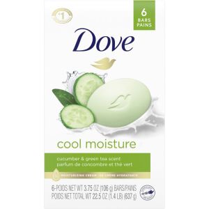 Dove Refreshing Beauty Bar for Revitalized Skin Cucumber and Green Tea 106g 6ct
