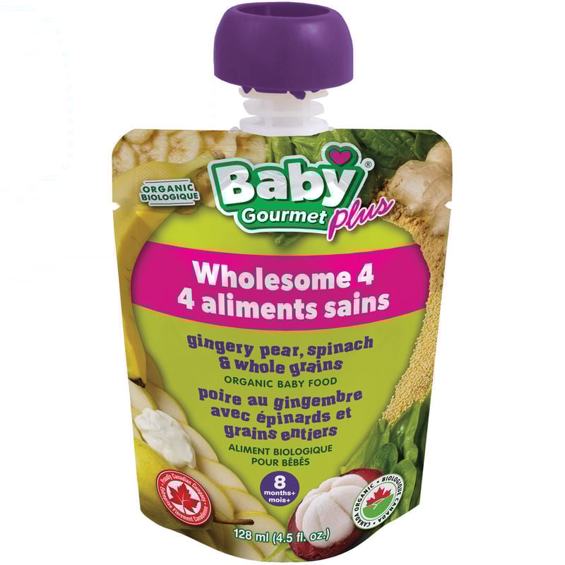 Baby Gourmet Gingery Pear Spinach & Whole Grains 128 mL