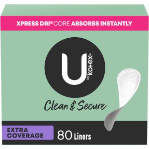 U By Kotex Security Lightdays Panty Liners, Light Absorbency, Extra Coverage, 80 ct