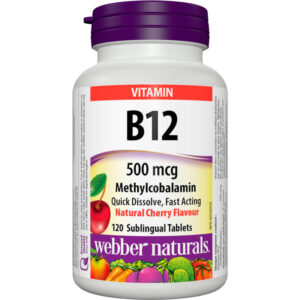 Webber Naturals Vitamin B12 500 mcg Sublingual Natural Cherry Flavour