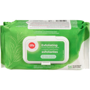 Life Brand Exfoliating Facial Cleansing Wipes with Green Tea Extract 112 PCS
