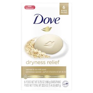 Dove Dryness Relief Oatmeal and Rice Milk Beauty Bar - Deep Moisturizing Body Bar for Sensitive Skin