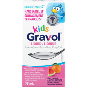 Gravol Kids Liquid 75 mL - For Nausea, Vomiting & Dizziness Relief