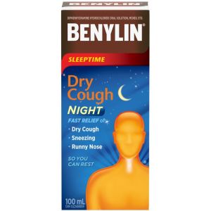 Benylin Regular Strength Dry Cough Relief Night Syrup 100 mL