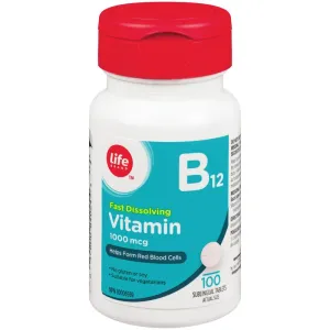 Life Brand Vitamin B12 1000mcg 100 TAB - Vegetarian-Friendly