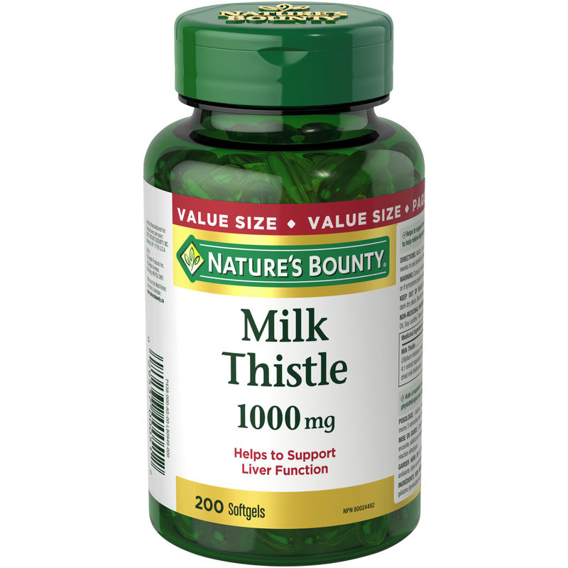Nature's Bounty Milk Thistle Pills and Herbal Health Supplement, Supports Liver Function, 1000mg 200 Count