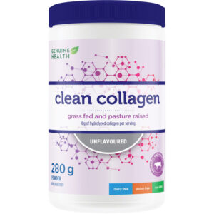 Genuine Health Clean Collagen, Unflavored Hydrolyzed Bovine Collagen Powder, Grass Fed 280 g