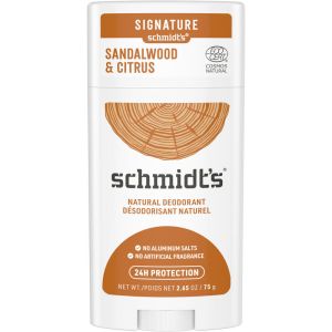 Schmidt's Sandalwood + Citrus Natural Deodorant for Women and Men, Aluminum-Free, Certified Natural Vegan Deodorant, 75 g