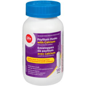Life Brand LB Psyllium Husks Plus Calcium 120 Capsules - Heart-Healthy Fibre