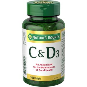 Nature's Bounty Vitamin C and D3 Pills 100 Count