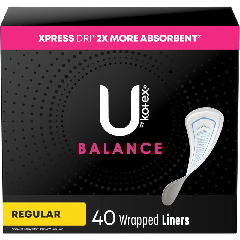U By Kotex Lightdays Plus Liners, Regular, Fragrance-Free 40 Count