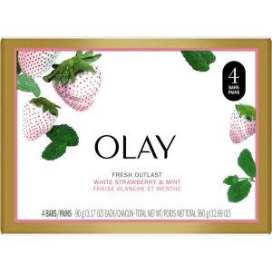 Olay Fresh Outlast Cooling White Strawberry & Mint Beauty Bar 90 g, 4 count