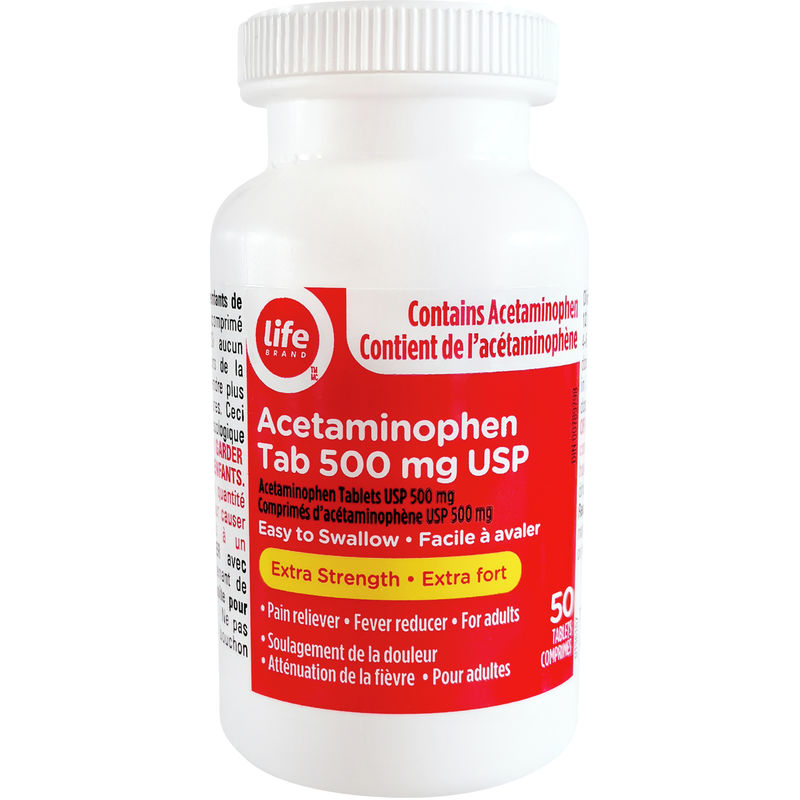 Life Brand LB Acetaminophen Tab 500 mg USP 50 TAB - Extra Strength Pain Relief