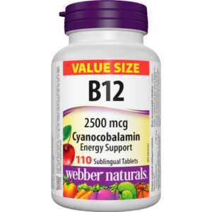 Webber Vitamin B12, Cyanocobalamin, 2500 mcg Cherry Value Size 110 TAB