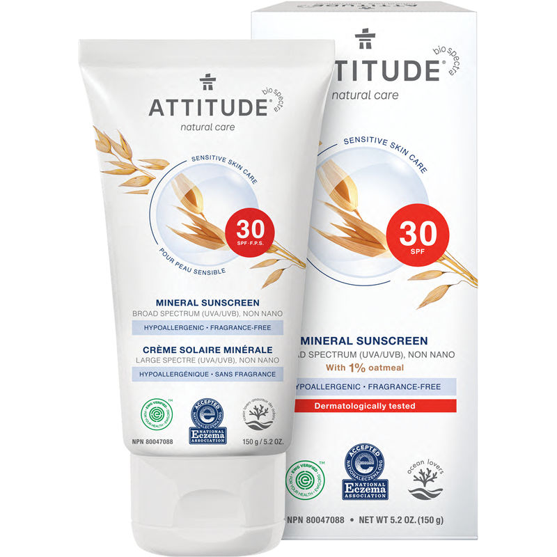 Attitude Sensitive Skin Sunscreen - SPF 30 - Fragrance-Free - Nea 150 g
