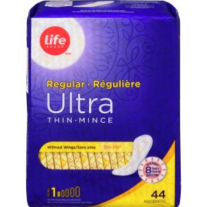 Life Brand Ultra Thin Regular Without Wings - 44 PCS