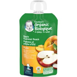 Gerber Organic Puree Apple Summer Peach Baby Food 227 g