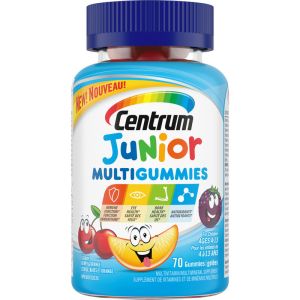 Centrum Junior MultiGummies Multivitamin/Multimineral Supplement, Cherry, Berry, and Orange Flavours, 70 Count