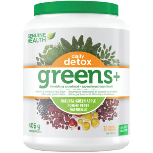 Genuine Health Greens+ Daily Detox, Natural Green Apple, Green Superfood Powder, Non GMO 406 g