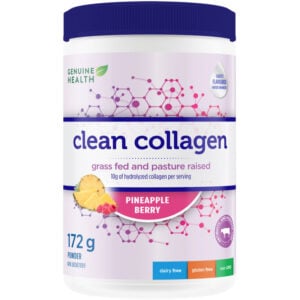 Genuine Health Clean Collagen, Pineapple Berry Hydrolyzed Bovine Collagen Powder, Grass Fed 172 g