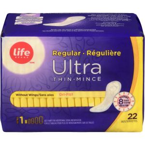 Life Brand Ultra Thin Regular Without Wings 22 Pads