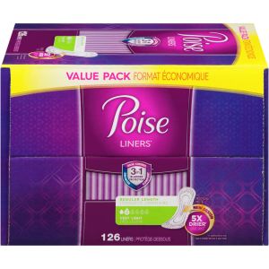 Poise Daily Incontinence Panty Liners, Very Light Absorbency, Regular 126 Count