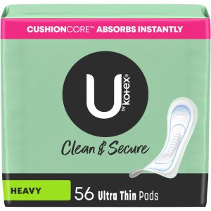U By Kotex Security Ultra Thin Pads, Heavy Flow, Long, Unscented 56 Count