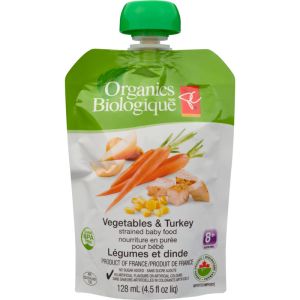 PC Organics Strained Baby Food Vegetables & Turkey 128 ML