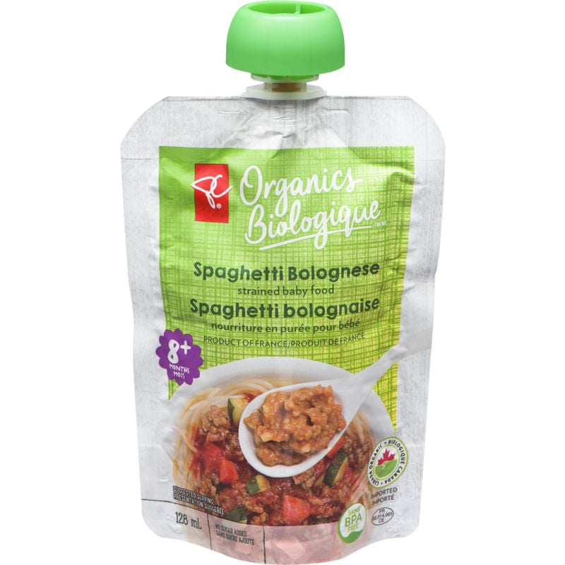 PC Organics Strained Baby Food Spaghetti Bolognese 128 ML