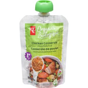 PC Organics Strained Baby Food Chicken Casserole 128 ML