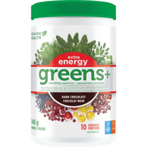 Genuine Health Greens+ Extra Energy Superfood Powder, Dark Chocolate 148 g