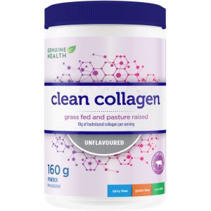 Genuine Health Clean Collagen, Unflavored Hydrolyzed Bovine Collagen Powder, Grass Fed 160 g