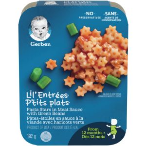 GERBER LIL'ENTRAES Pasta Stars in Meat Sauce with Green Beans - 192 g
